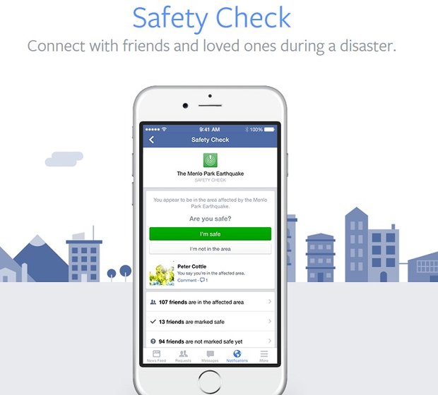 Serviço do Facebook irá avisar estado de usuário após desastres naturais